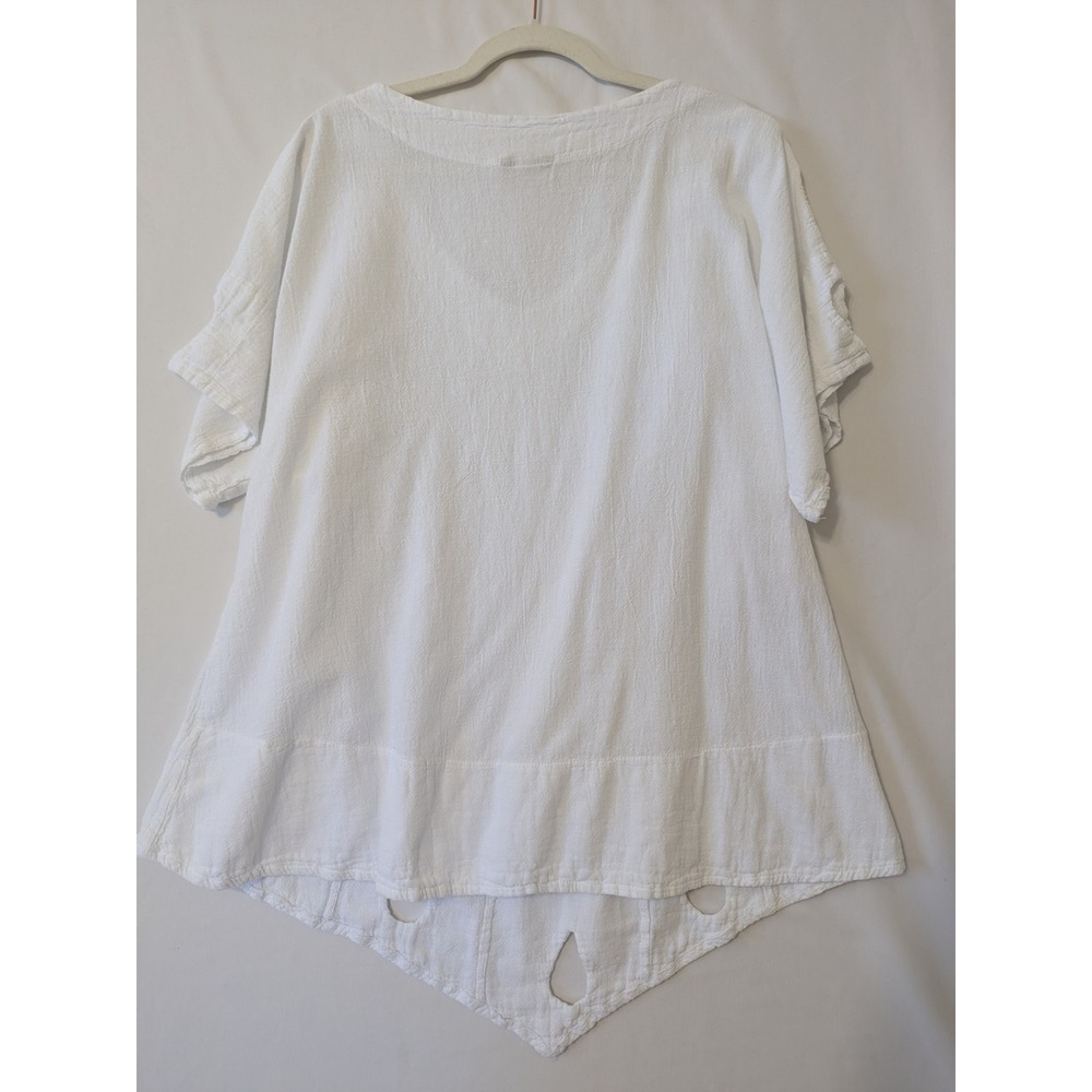 Cottonways White Gauze Cotton V-Neck Tunic Top Handkerchief Hem Size 4X Womens - Picture 3 of 8